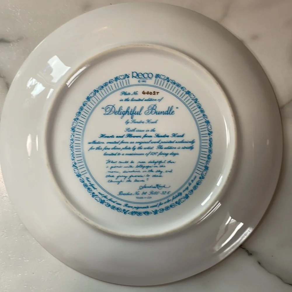 Vintage 1992 Reco “Delightful Bundle” Limited Edition Plate Sixth Issue